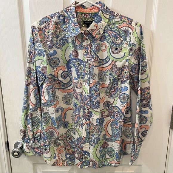 Talbots Tops - Talbots Classic 100% Cotton Shirt- Festive Floral Paisley- NWOT! Size small
